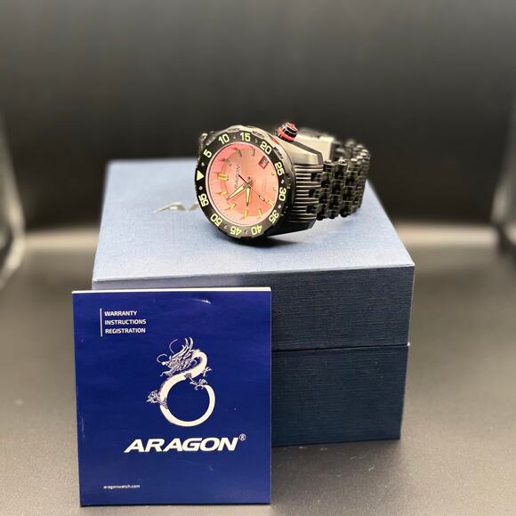 Aragon Sea Charger Pink Dial Automatic 44mm Men’s Watch Limited Edition 28/50 - Picture 7 of 17